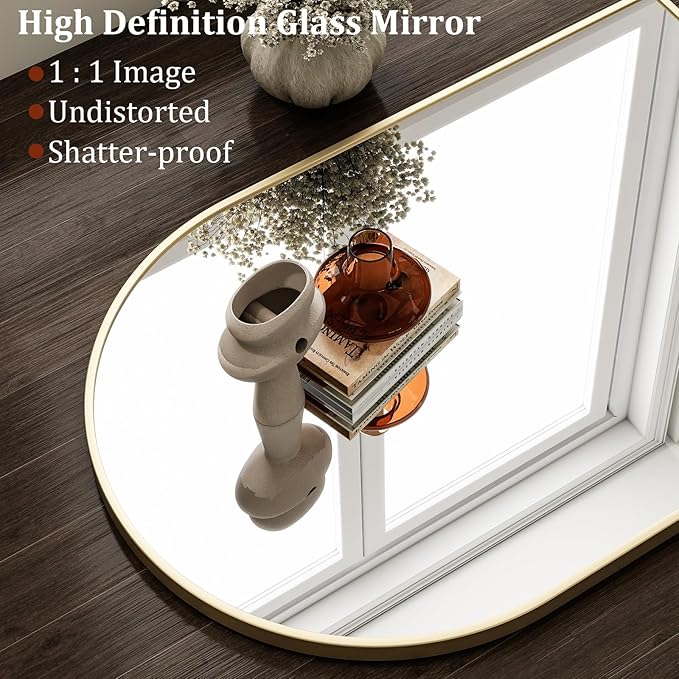 HARRITPURE Arched Wall Mirror 24"x36" – Gold Metal Frame Vanity Mirrors - Image 3