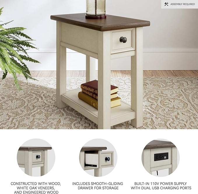 Signature Design by Ashley Bolanburg Farmhouse Chair Side End Table, Light - Image 4