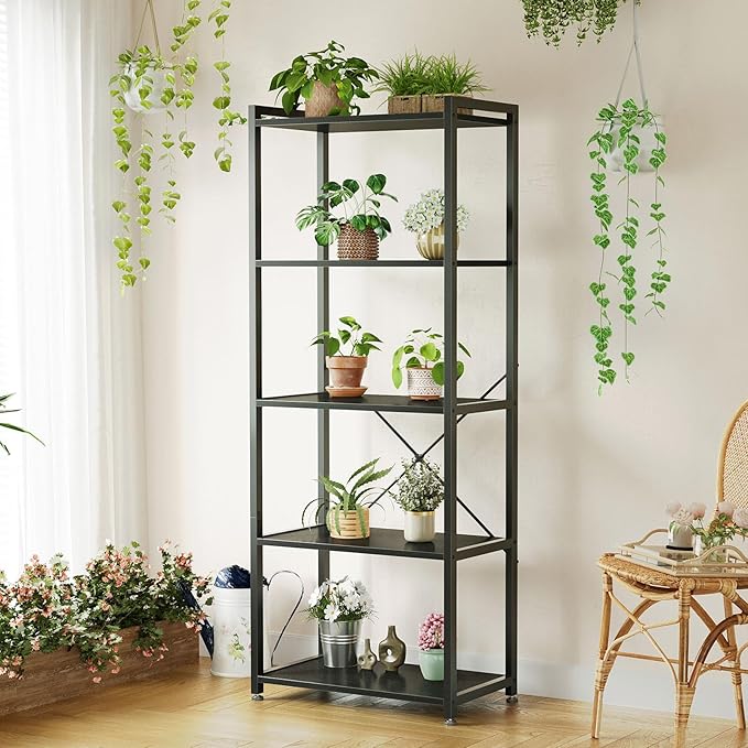 Casaottima Book Shelf, 5 Tier Bookshelf, Modern Wood Bookcase Shelves - Image 8