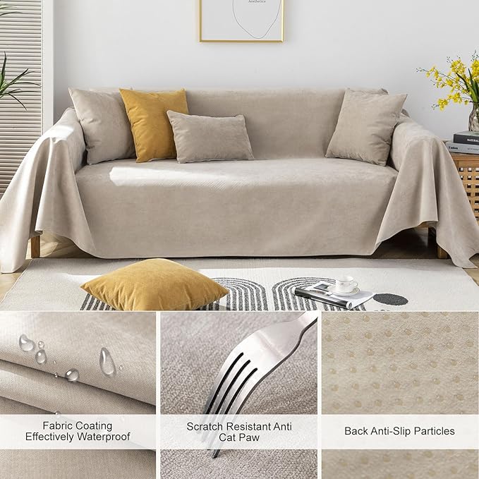 STACYPIK 100% Waterproof Beige Sofa Cover - Image 6