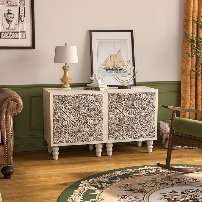 COSIEST 2 Pieces Nightstand, Vintage Style Wood Bedside Table, Bedroom - Image 2