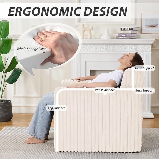 Giant Bean Bag Chair for Adults, Non-Slip Floor Sofa - Image 5