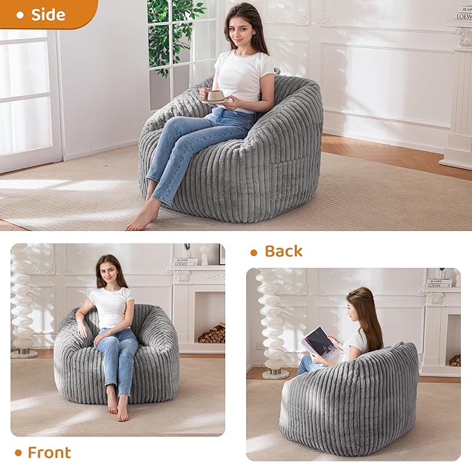 BYBYME Giant Bean Bag Chair for Adults and Kids, Large Comfy Cozy Beanbag - Image 6
