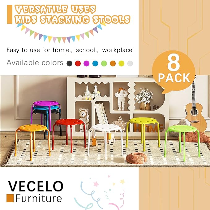 VECELO Stackable Stools for Classroom - Image 5