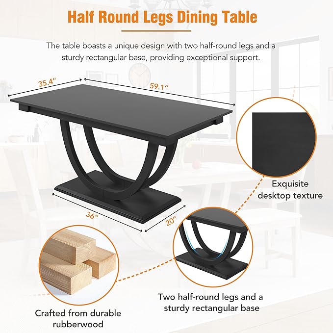 Ball & Cast Dining Table Set for 6, 6-Piece Kitchen Table Set W/ 1 Bench & 4 - Image 7