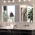 Keonjinn 48 x 24 in Brushed Silver Bathroom Vanity Mirror Rectangular Metal by Keonjinn