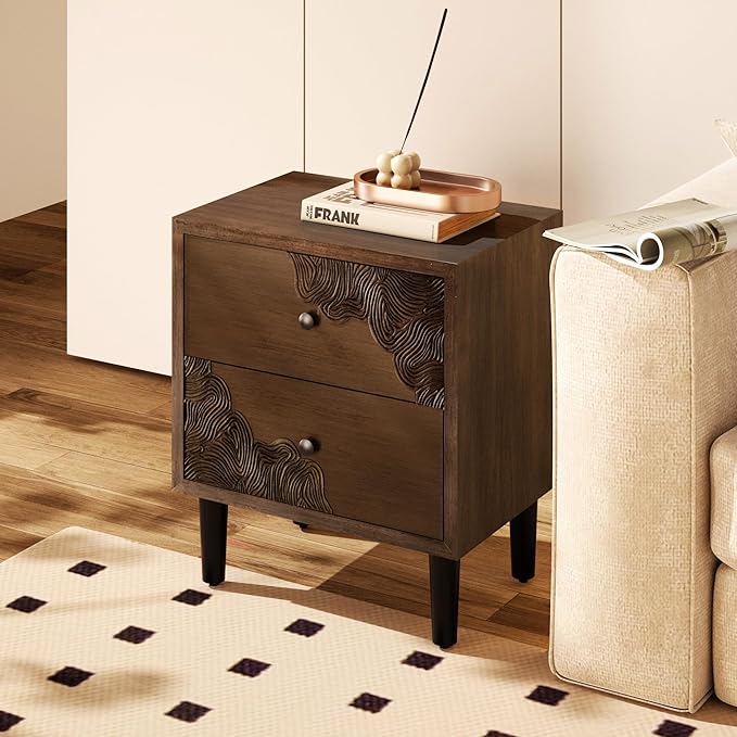 COSIEST Modern Nightstand with 2 Storage Drawers, Mid Century End Table - Image 4