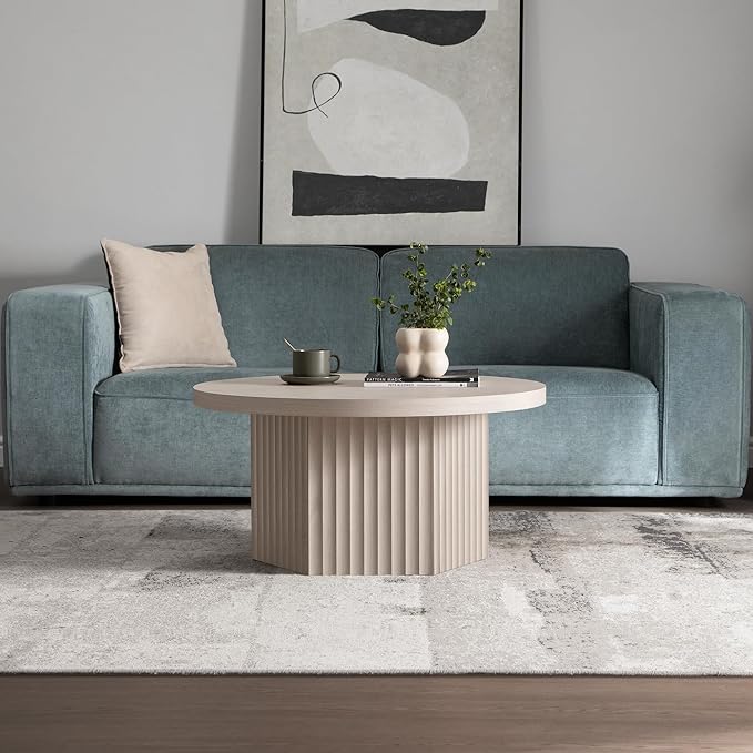 SICOTAS Round Coffee Table for Living Room, Mid Century Accent Tea Dining Table - Image 8