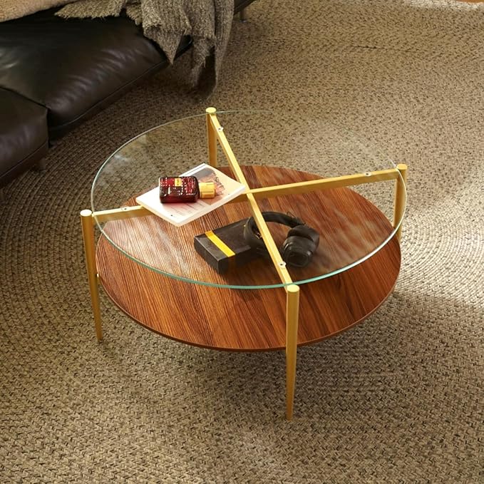 Saint Mossi BLEVIO Glass Round Coffee Table, Middle-Century Modern Style by SaintMossi