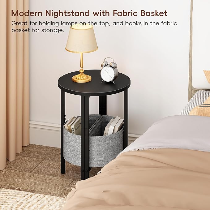 Vagusicc Small Round Side Table End Table, Tall Accent Table - Image 7