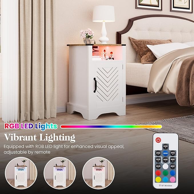 RoyalCraft Farmhouse Nightstand, Bedside Table Set of 1 - Image 3