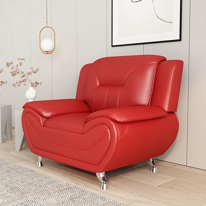 Container Furniture Direct Michael Modern Faux Leather Upholstered Stainless - Image 12