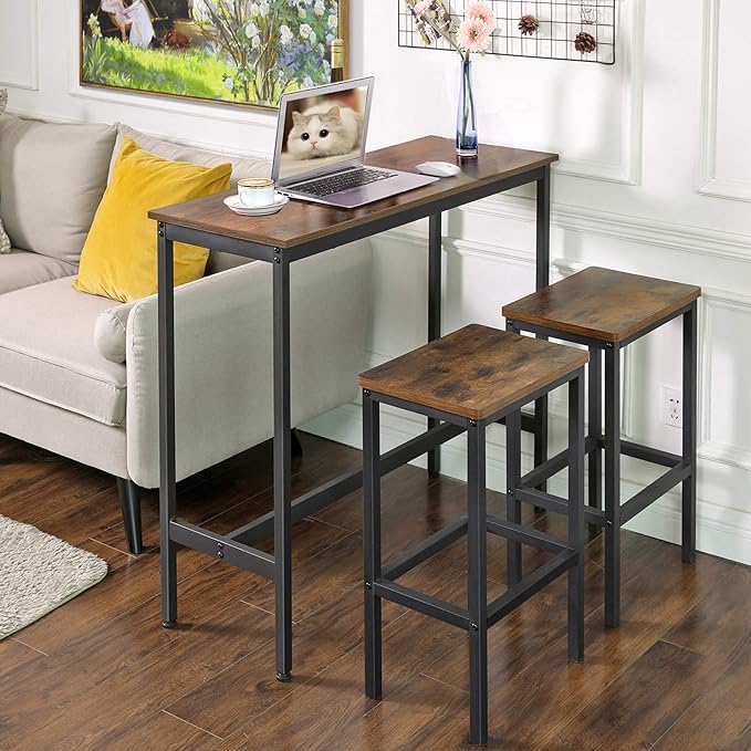 VASAGLE Bar Table, Narrow Long Kitchen Dining Table, Sturdy Metal Frame - Image 4