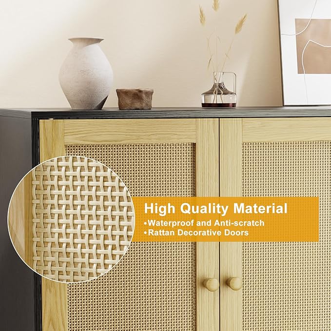 Rattan Sideboard Buffet, Accent Cabinet Cupboard Console Small Cabinet - Image 3