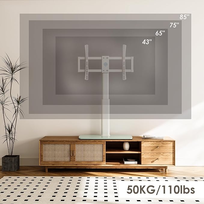 FITUEYES Universal TV Stand, Swivel TV Table Stand - Image 8