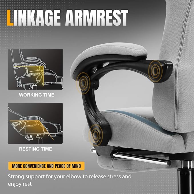 GTRACING Gaming Chair with Foot Rest & Pocket Spring Cushion, Breathable Fabric - Image 8