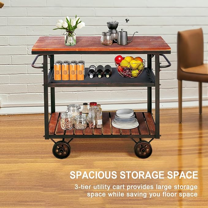 Farmhouse Mobile Cart with Wheels - Image 4