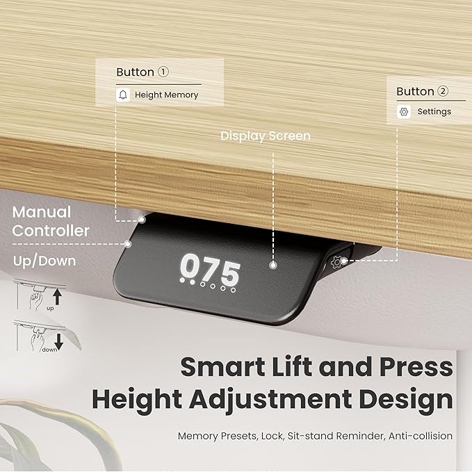 COLAMY Electric Adjustable Standing Desk – 48 x 28 Inch Sit Stand Desk - Image 4