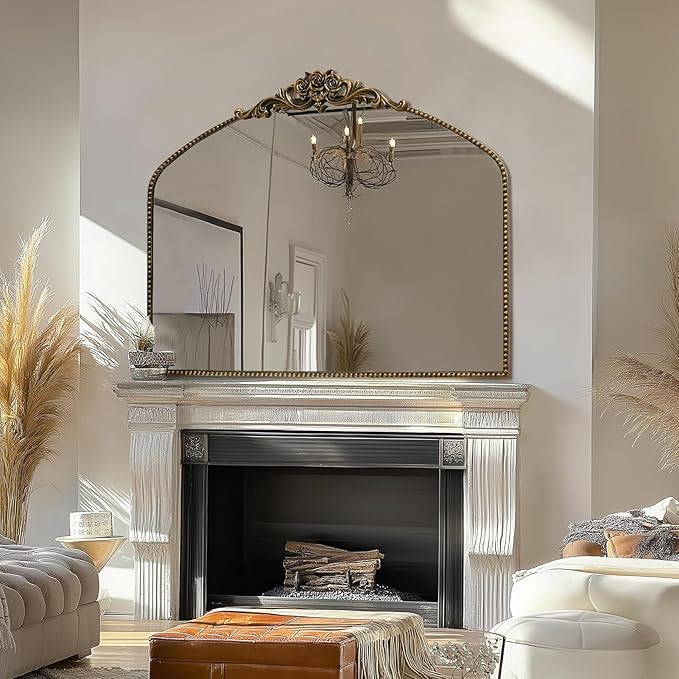 AIXI HOME Black Arched Mirror, Baroque Wall Mounted Mirror - Image 6