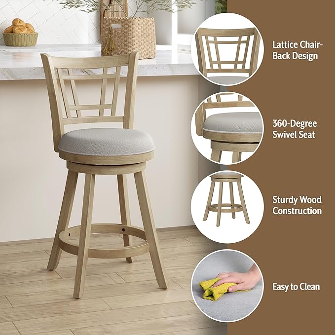 Hillsdale Fairfox 24.5" Wood Swivel Counter Height Stool - Image 4