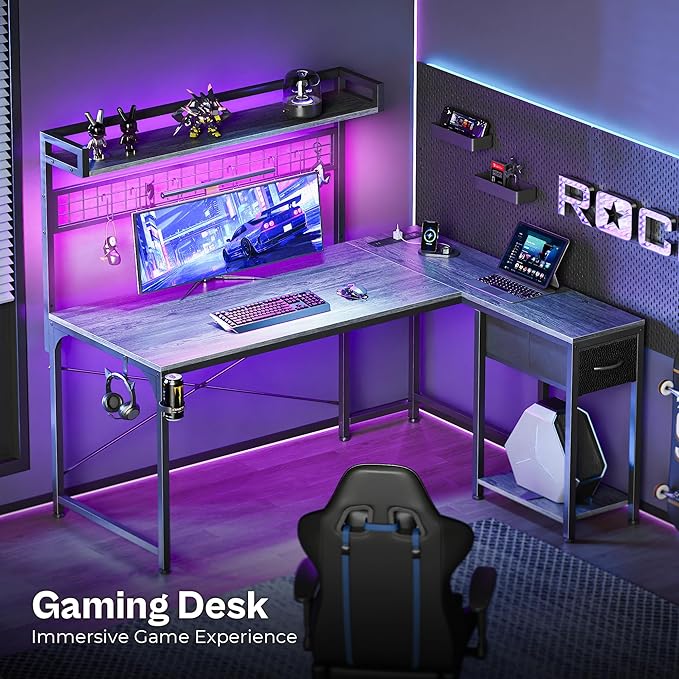 PRAISUN L Shaped Gaming Desk - Image 9