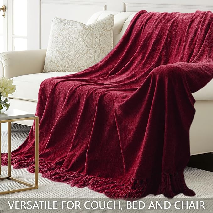 Chenille Throw Blanket for Couch 60"X 80" Twin, Soft Cozy Throws - Image 4