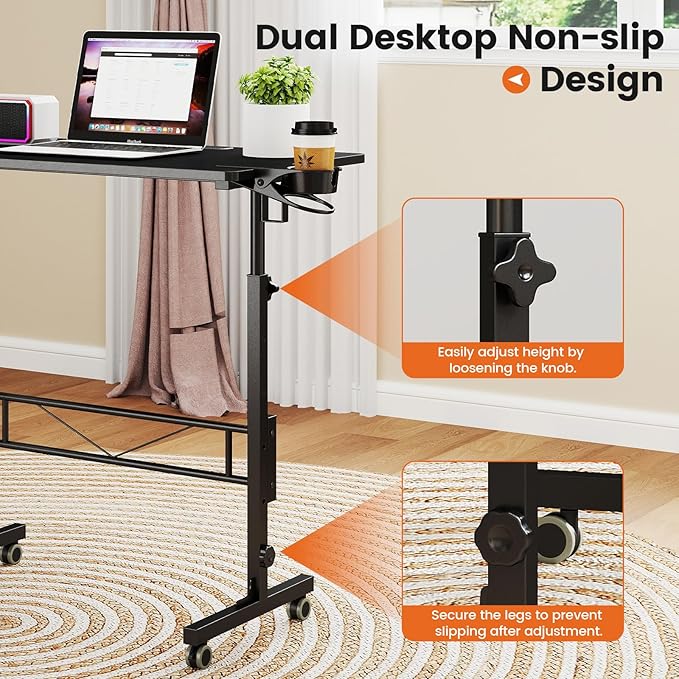 Hadulcet Small Standing Desk Adjustable Height, Mobile Stand Up Desk - Image 8