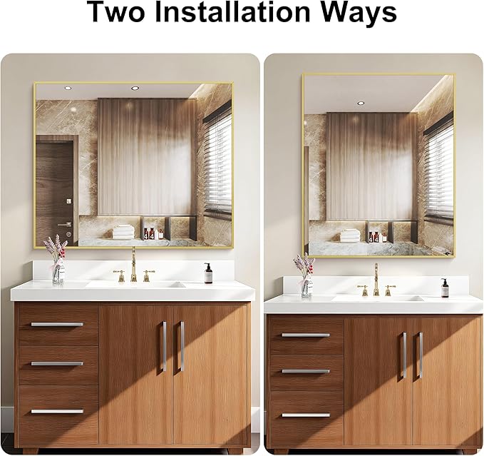 KOCUUY Gold Bathroom Mirror, HD Tempered Glass, Anti-Rust Frame, Modern Design - Image 7