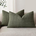 Foindtower Set of 2 Decorative Linen Check Throw Pillow Covers Neutral by Foindtower