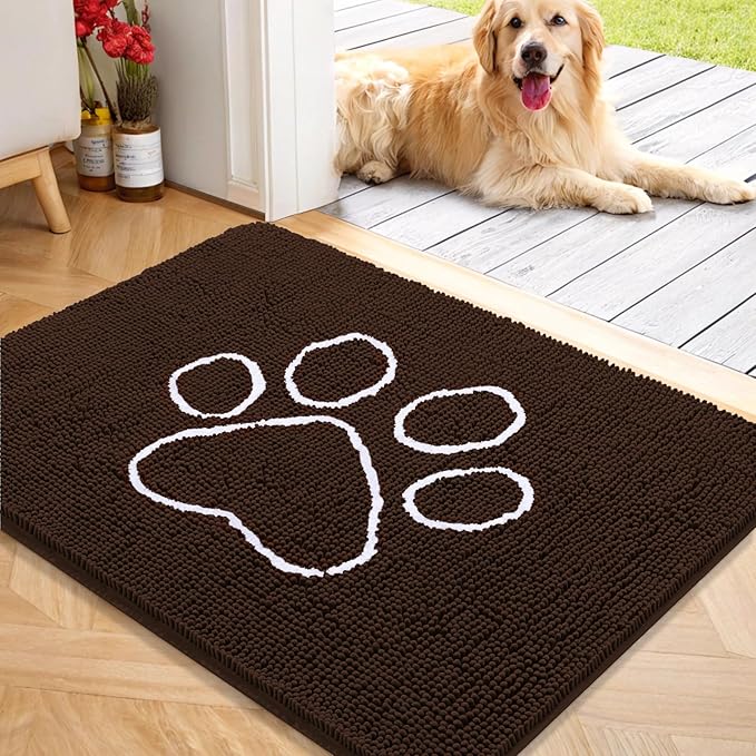 OLANLY Door Mat for Muddy Dog Paws 40x32, Ultra Absorbent Chenille Mud Doormat by OLANLY