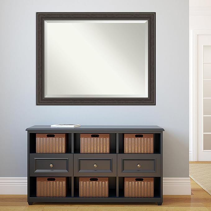 Amanti Art Brown Wall Mirror 36x46 Shipwreck Greywash Rectangle Bathroom Mirror - Image 6