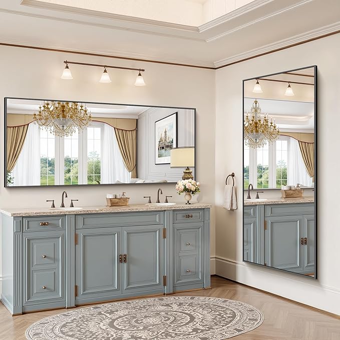 YIROMAN Bathroom Mirror 72"x30", Large Matte Black Bathroom Mirror - Image 2