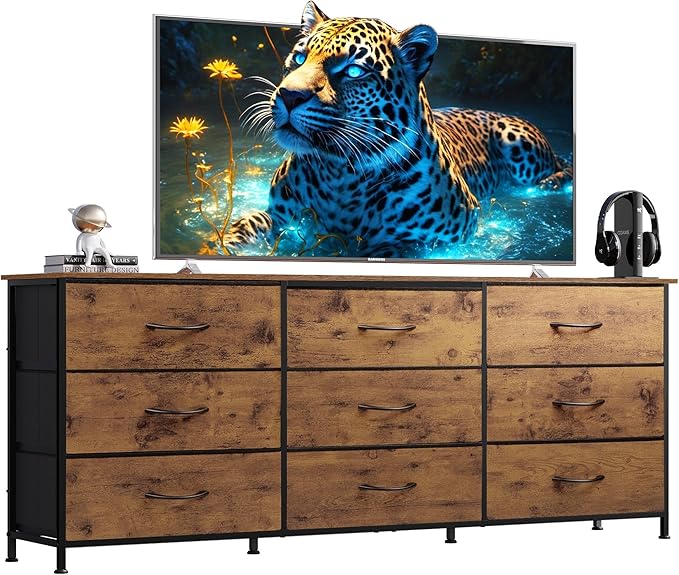WLIVE 63''W Dresser for Bedroom, Dresser TV Stand for 65, 75 inch TV, Wide by WLIVE