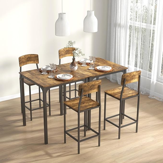 HOMCOM 3-Piece Counter Height Bar Table - Image 8