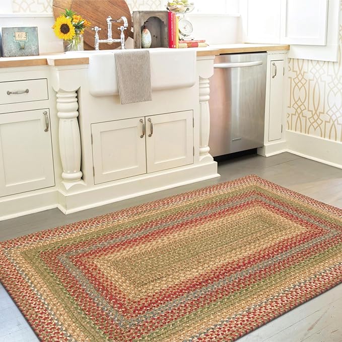 Azalea Multi Color Jute Braided Rug, 20x30 Rectangle by Homespice