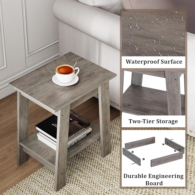End Table, Side Table with 2-Tier Storage Shelf, Sofa Table - Image 5