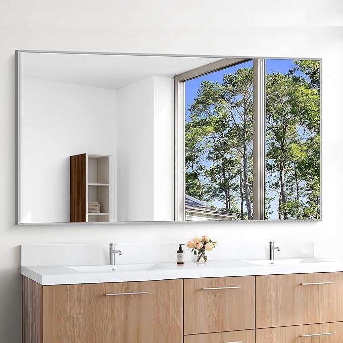 KOCUUY Large Silver Bathroom Mirror, 60x30 inch Rectangular Mirror by KOCUUY