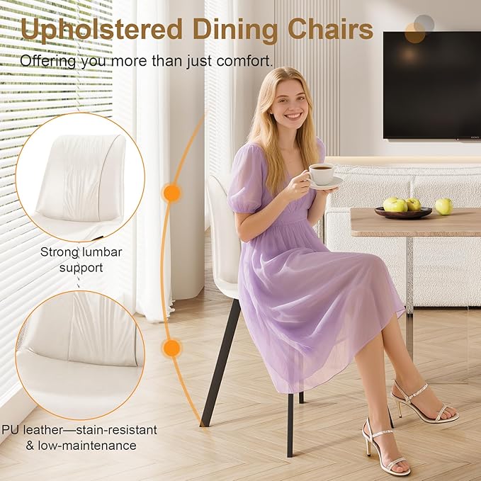 Upholstered Dining Chairs Set of 2, Modern Kitchen & Dining Room Chairs - Image 5