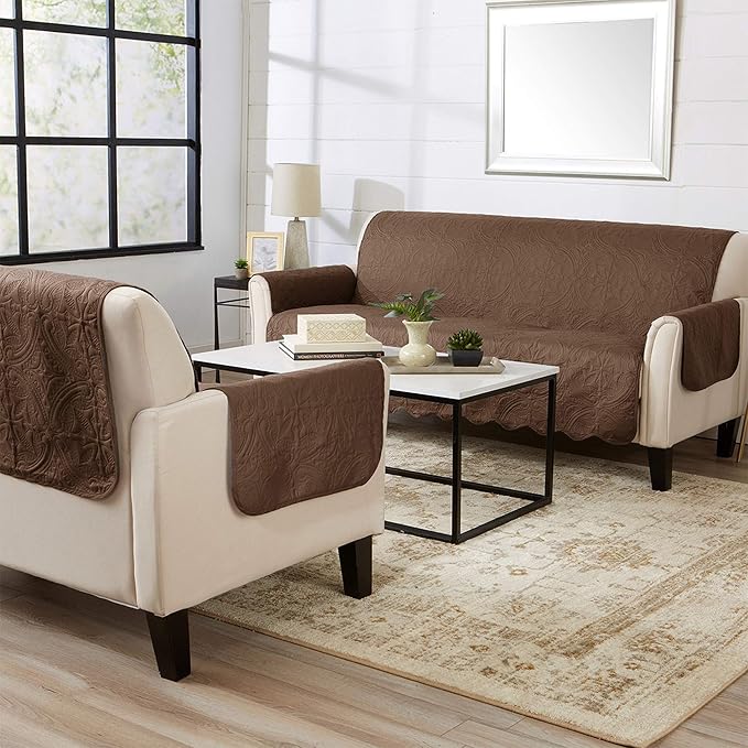 Great Bay Home Medallion Stitched Solid Furniture Protector Stain Resistant - Image 4