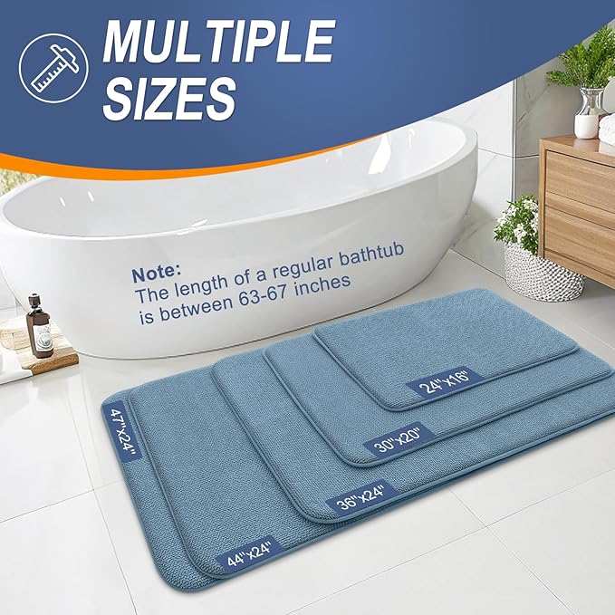 OLANLY Thick Memory Foam Bath Mat Rug 47x17, Extra Soft Absorbent Bathroom Rug - Image 5