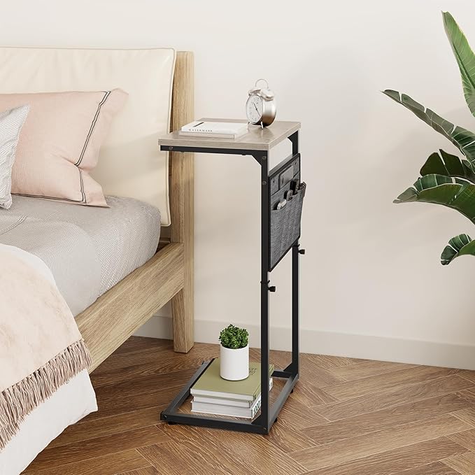 Vagusicc C Shaped End Table, Adjustable Height Small Couch Side Table - Image 9