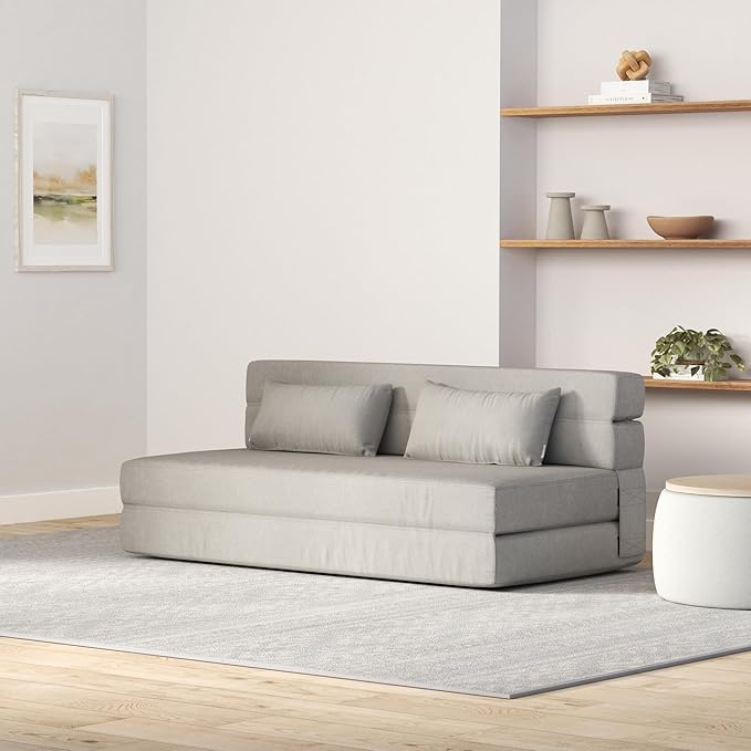 Folding Sofa Bed with Pillows- Convertible Chair Floor Couch & Sleeping Mattress - Image 2
