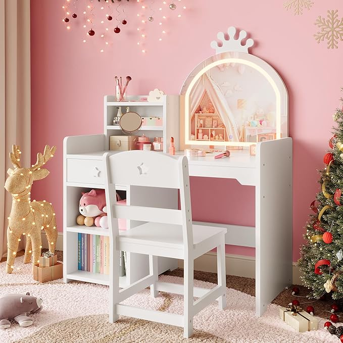IDEALHOUSE Kids Vanity Table and Chair Set by IDEALHOUSE