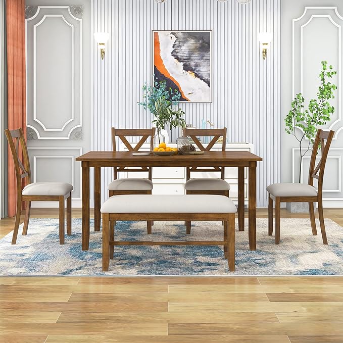SogesPower 6-Piece Kitchen Dining Table Set - Image 9