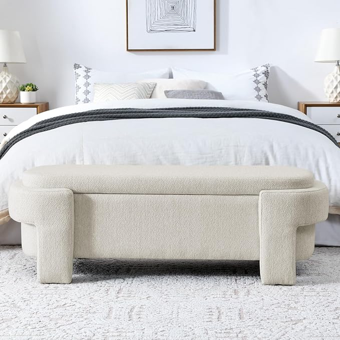 KEIKI 51" Linen Ottoman Bench - Image 6