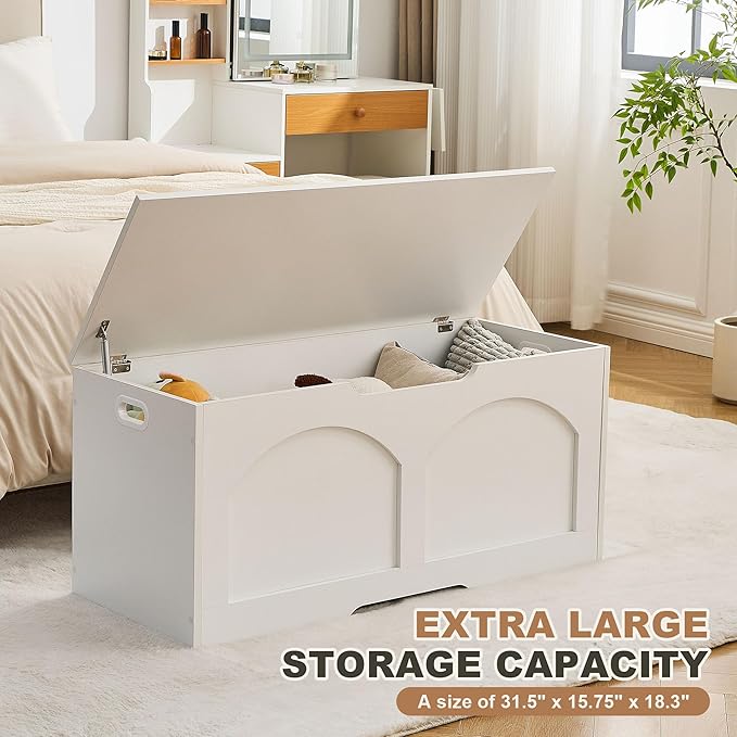 Storage Chest, 31.5" Storage Trunk Chest, Retro Entryway Bench, Supports 330 lbs - Image 3
