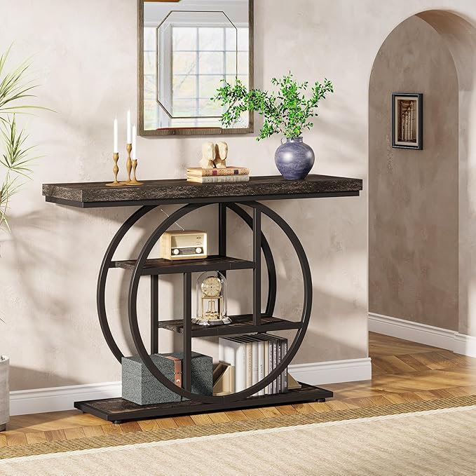 Tribesigns 41.3" Console Table, Industrial 4-Tier Sofa Table Entryway Table - Image 8