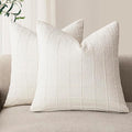 Foindtower Set of 2 Decorative Linen Check Throw Pillow Covers Neutral by Foindtower