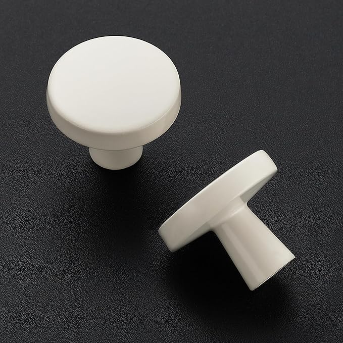 Ravinte 5 Pack Drawer Pulls 1-1/4 Inch Kitchen Cabinet Knobs White Solid Round - Image 2