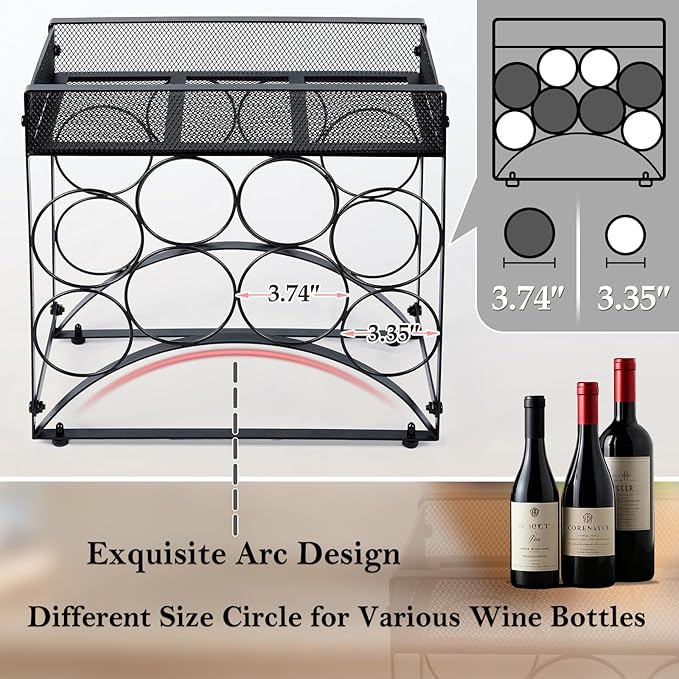 NOBLEMOOD 8 Bottles Countertop Wine Rack, Metal Tabletop Wine Bottles Holder - Image 2